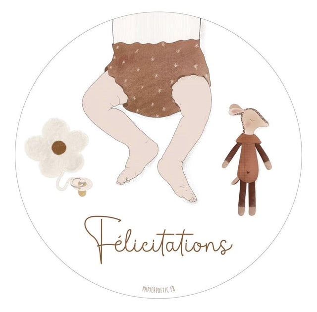 Carte ronde félicitations fleurs - Papier Poetic