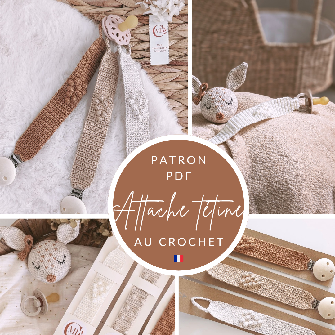 Patron attache tétine cœur au crochet • Je crochète l'attache tétine de mon bébé