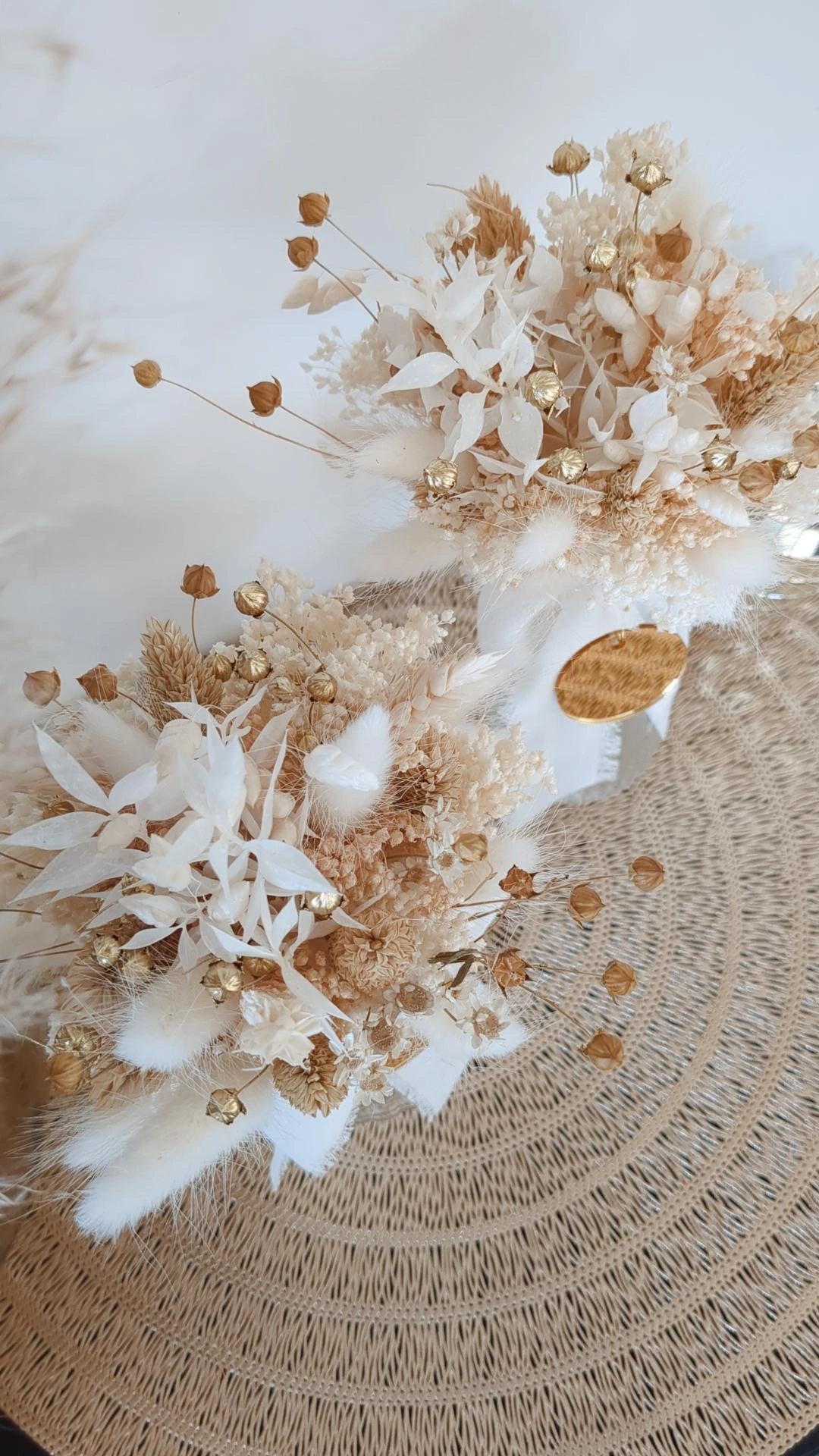 Bouquet de fleurs séchées et son mini vase