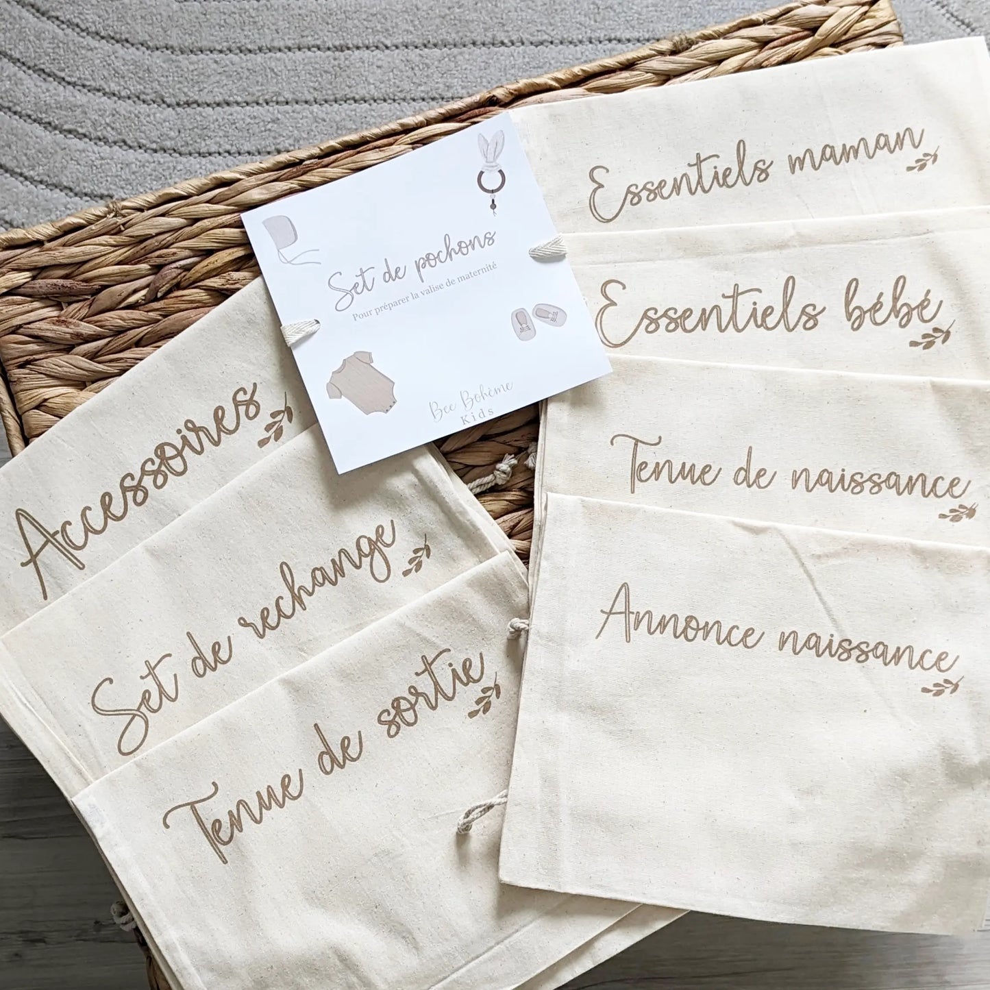 Set de pochons pour la valise maternité