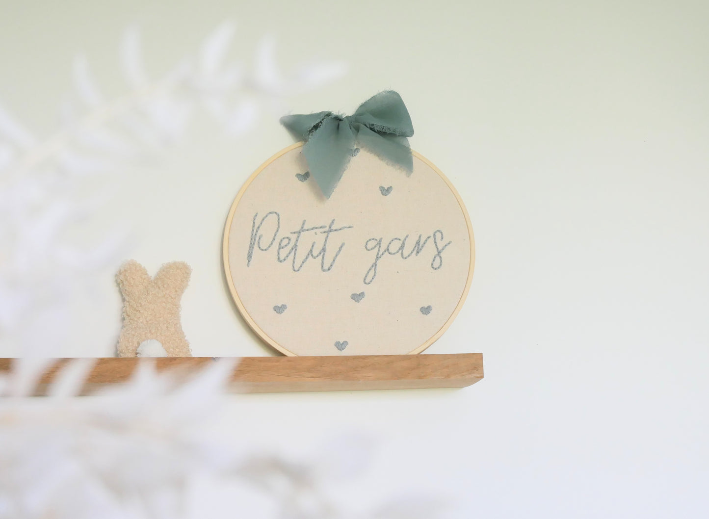 Tambour brodé pour gender reveal • Annonce du sexe de bébé