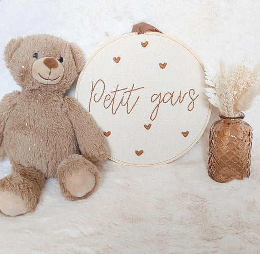 Tambour brodé pour gender reveal • Annonce du sexe de bébé