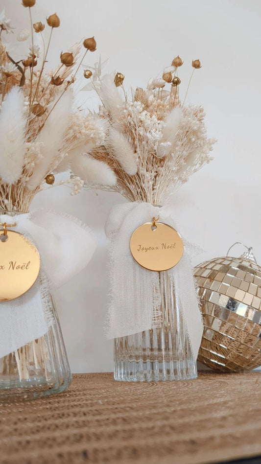 Bouquet de fleurs séchées et son mini vase