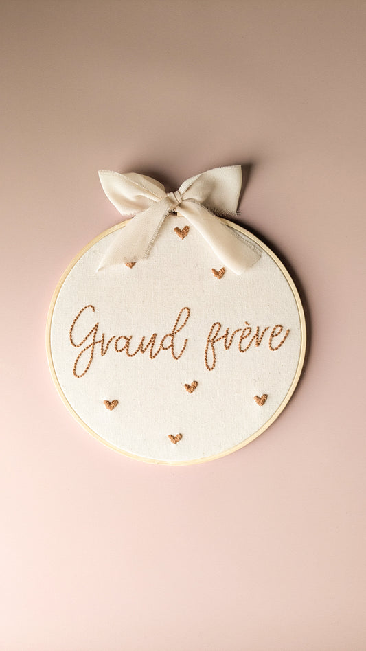 Tambour °Grand frère° / °Grande soeur° • Tambour brodé pour annonce grossesse