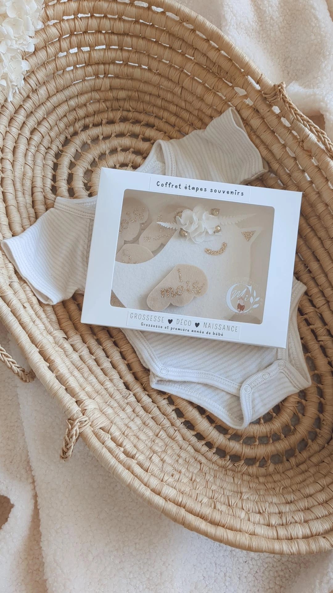 Cartes étapes bébé oiseau en feutrine fleurie