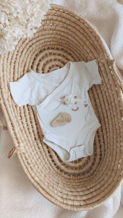 Cartes étapes bébé oiseau en feutrine fleurie